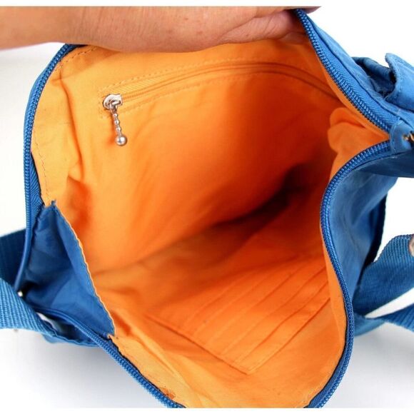 baggallini BLUE NYLON CANVAS URBAN MESSENGER CROSSBODY ORGANIZER SHOULDER BAG 2 - Picture 11 of 14